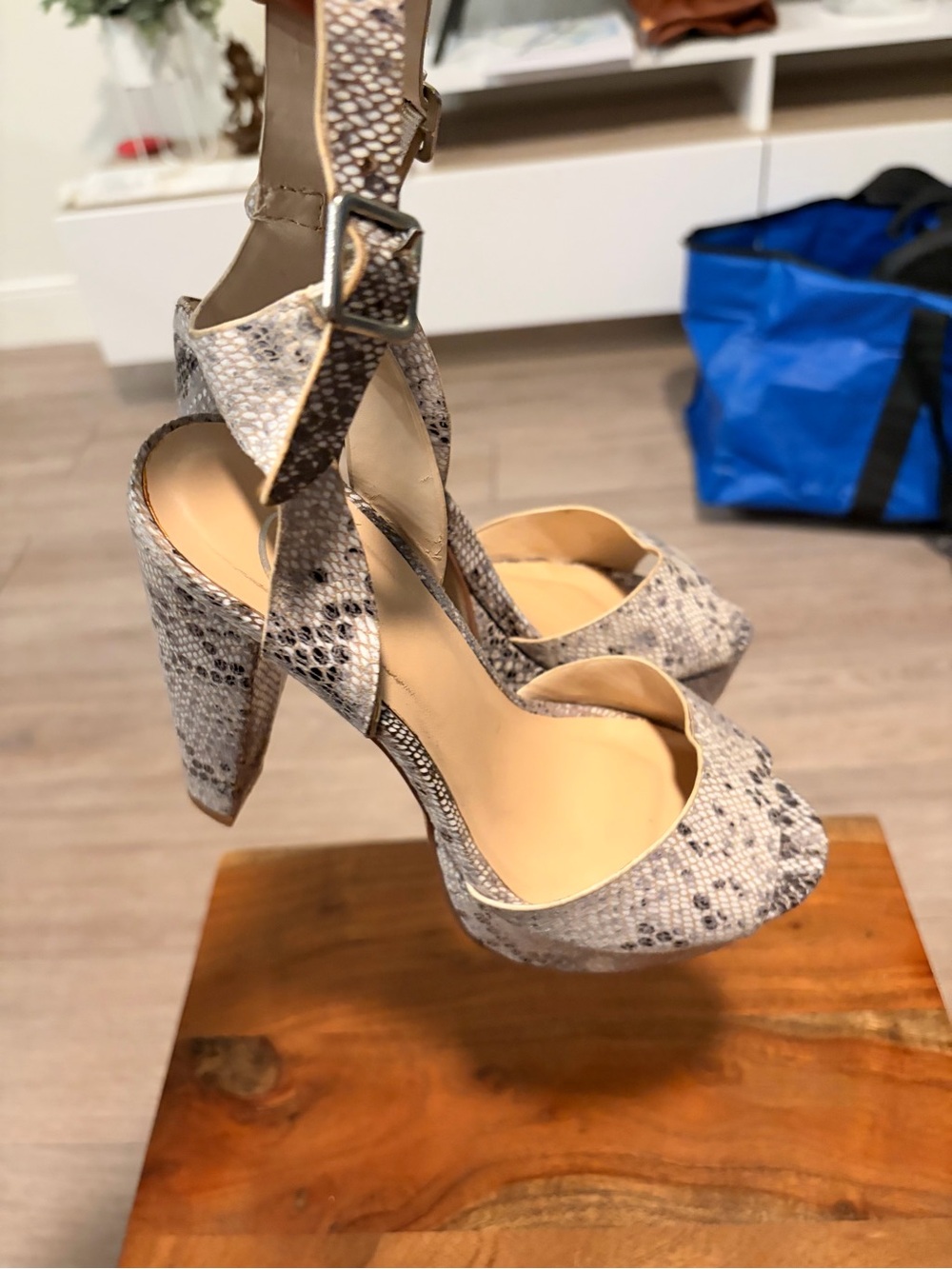 Delicious White and Black Snake-Print D’Orsay Sandals